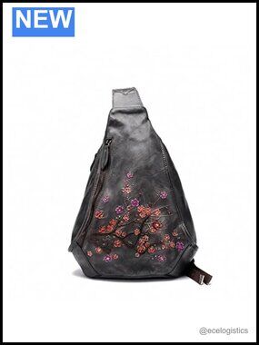 Genuine Leather Sling Bag Vintage Handmade Crossbody Backpack Satchel